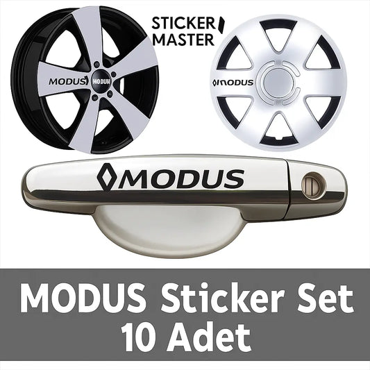 Sticker Master Renault Modus Kapı Kolu & Jant Sticker Seti – 10 Adet Dayanıklı Vinil Sticker Master