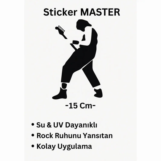 Sticker Master Rock Man Sticker - 15 Cm | Motor, Kask, Laptop, Araba, Oto Araç İçin Sticker Master