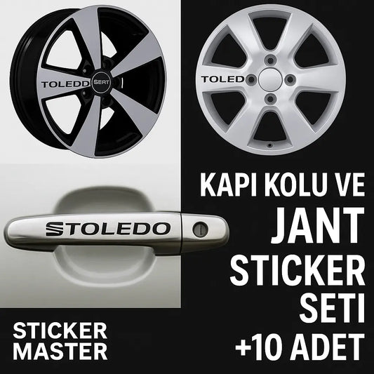 Sticker Master Seat Toledo Kapı Kolu ve Jant Sticker Seti - 10 Adet Dayanıklı Oto Etiket Sticker Master