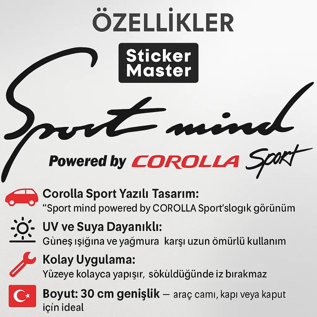 Sticker Master Sport Mind Corolla Sticker - 30 Cm Sticker Master