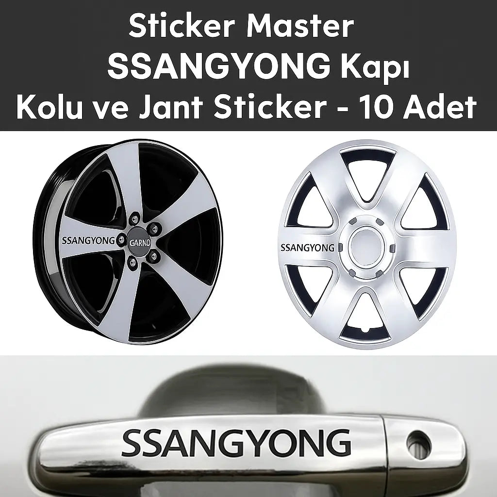 Sticker Master SsangYong Kapı Kolu ve Jant Sticker - 10 Adet Sticker Master