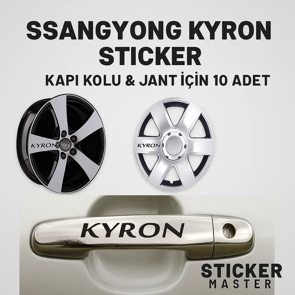 Sticker Master Ssangyong Kyron Sticker Seti – Kapı Kolu & Jant İçin Dayanıklı 10’lu Oto Etiket Sticker Master