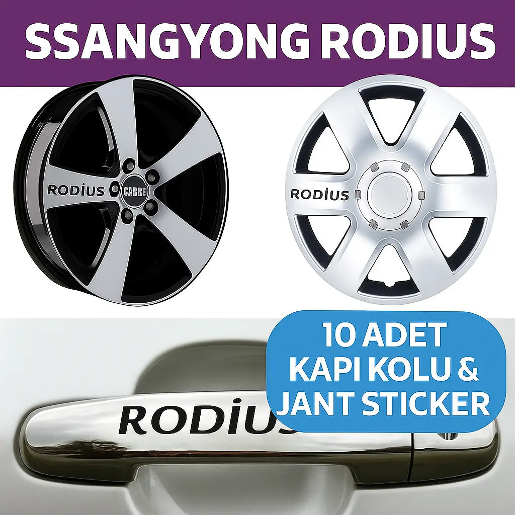 Sticker Master Ssangyong Rodius Sticker Seti – Kapı Kolu & Jant Uyumlu 10’lu Dayanıklı Etiket Sticker Master