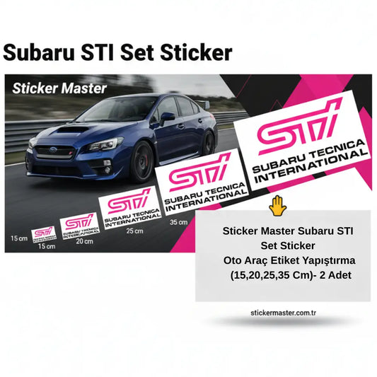 Sticker Master Subaru STI Set Sticker Oto Araç Etiket Yapıştırma (15,20,25,35 Cm)- 2 Adet Sticker Master