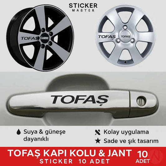 Sticker Master Tofaş Kapı Kolu & Jant Sticker Seti – 10 Adet Sticker Master