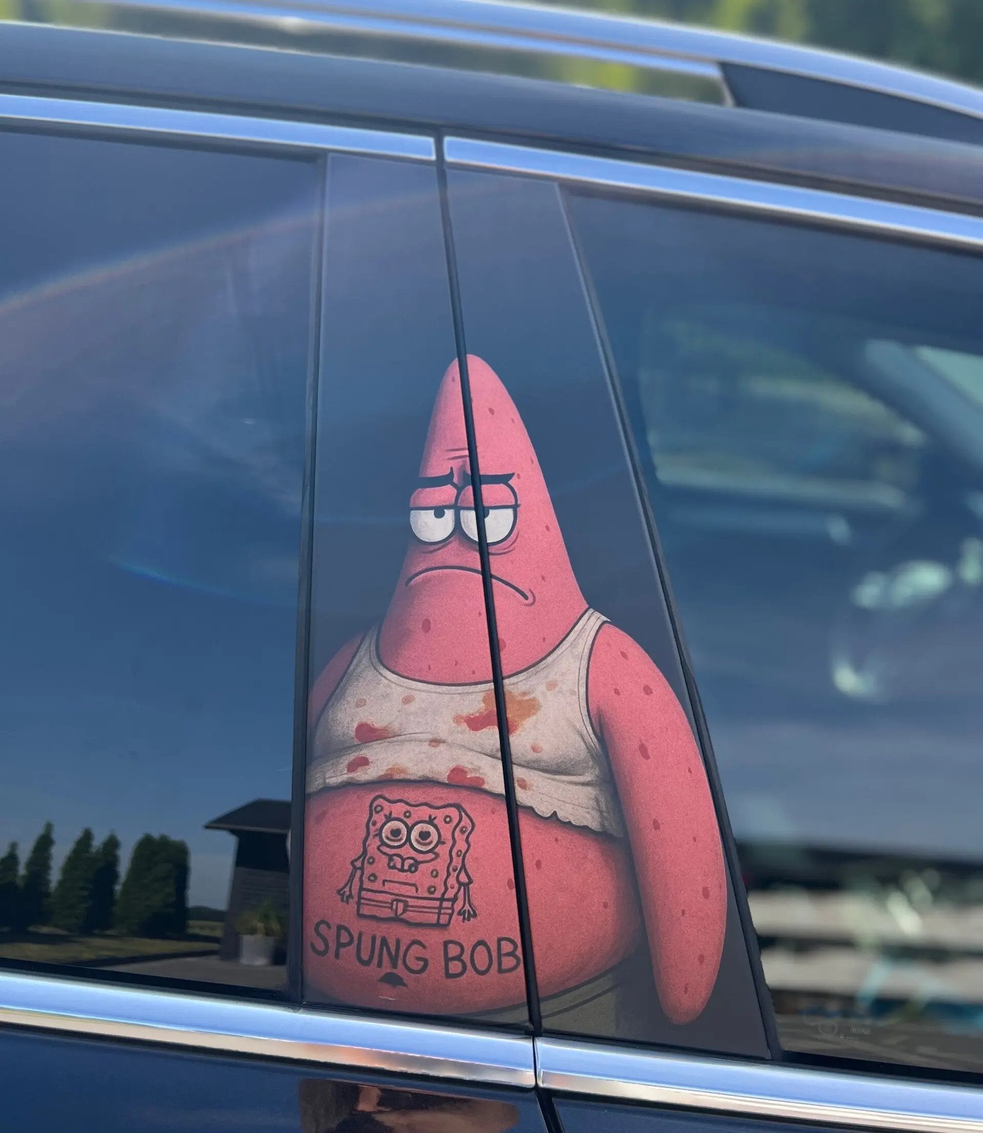 Sticker Master Tough Patrick “Spung Bob” Sticker – Araç Kapı Direk Kaplama – 2 Adet 50 × 25 cm (19.7" × 9.8") | Dijital Baskı Vinil Folyo Sticker | Universal Otomobil Kapı Sütunu Wrap - Sticker Master