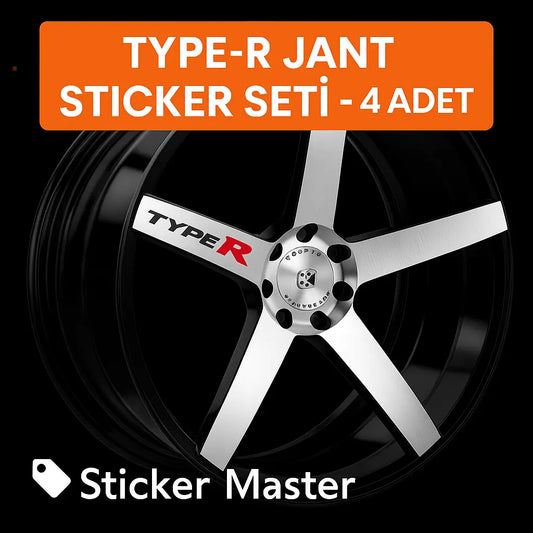 Sticker Master Type-R Jant Sticker Seti – 4’lü Sportif Oto Etiket Takımı Sticker Master