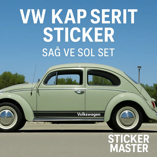 Sticker Master VW Kapı Şerit Sticker Set-4 – Sağ ve Sol Set (Volkswagen Yazılı, Klasik Vosvos Uyumlu) Sticker Master