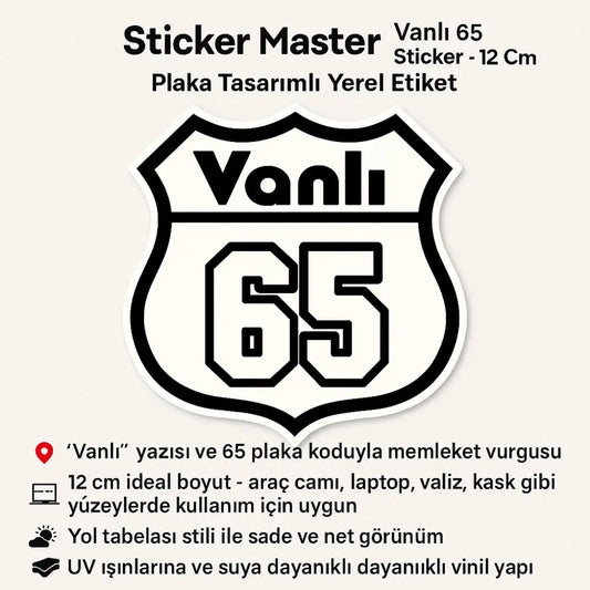 Sticker Master Vanlı 65 Sticker – 12 cm Plaka Tasarımlı Yerel Etiket Sticker Master
