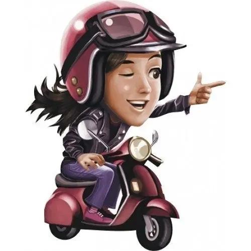 Sticker Master Vespa Girl 1 Motor, Kask, Laptop, Araba, Oto Araç İçin Dayanıklı Etiket Decal 12 Cm