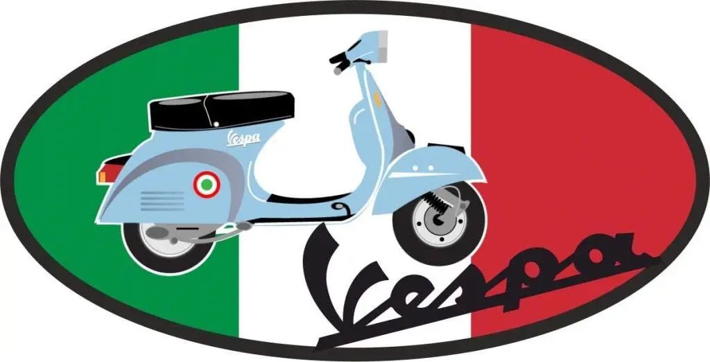 Sticker Master Vespa İtalyan Motor, Kask, Laptop, Araba, Oto Araç İçin Dayanıklı Etiket Decal 12 Cm