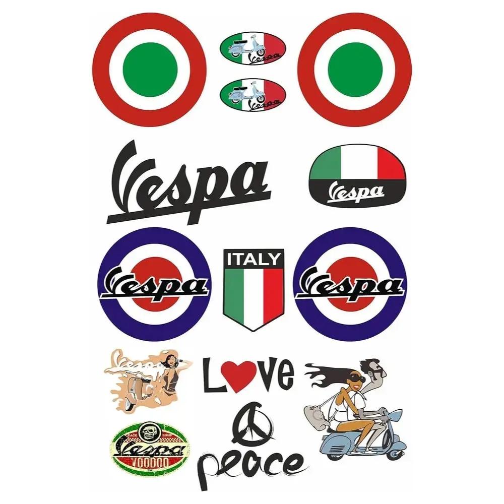 Sticker Master Vespa İtalyan Ön Şerit Sticker Seti Motor, Kask, Laptop, Araba, Oto Araç İçin Dayanıklı Etiket Decal Sticker Master