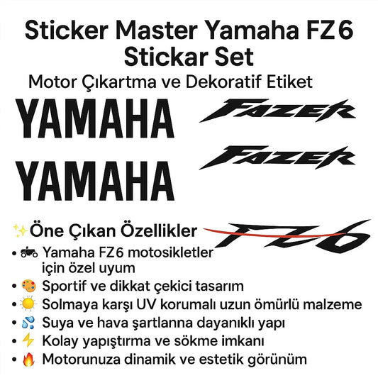 Sticker Master Yamaha Fz6 Sticker Set Motor Çıkartma Etiket Sticker Master