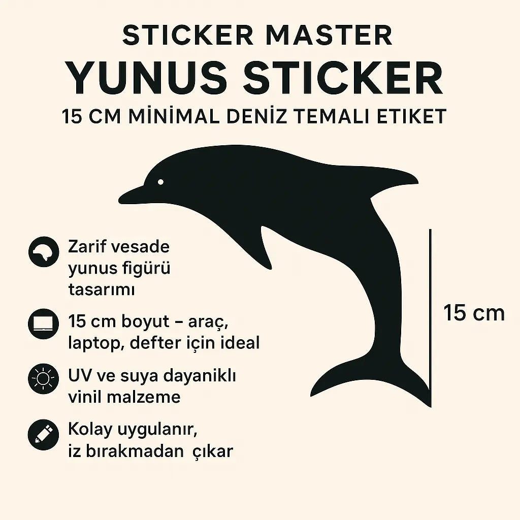 Sticker Master Yunus Sticker – 15 cm Minimal Deniz Temalı Etiket Sticker Master