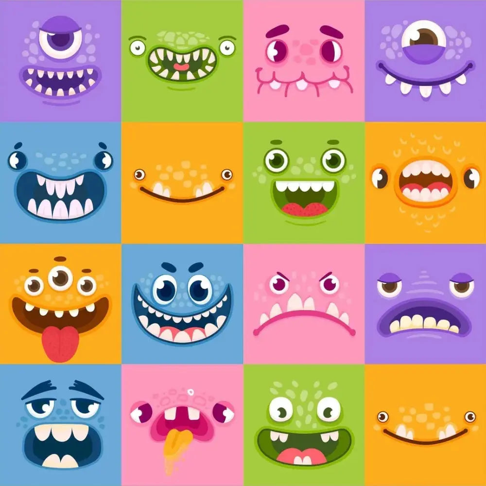Sticker Master – Sevimli Canavar Yüzleri Sticker Seti (16 Adet × 5 cm) Sticker Master