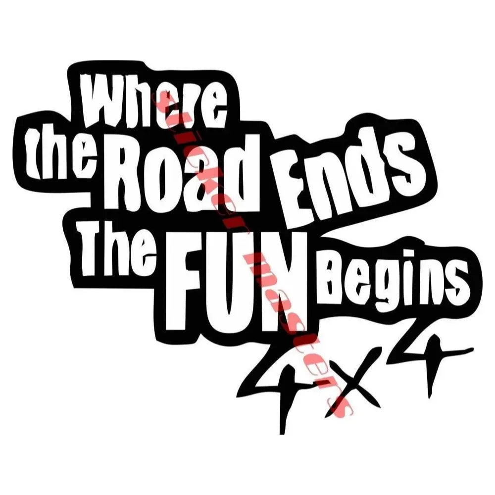 Sticker Master “Where The Road Ends The Fun Begins” 4x4 Sticker Seti | Off-Road, Motor, Kask, Araba, Laptop İçin Dayanıklı Etiket Decal Sticker Master