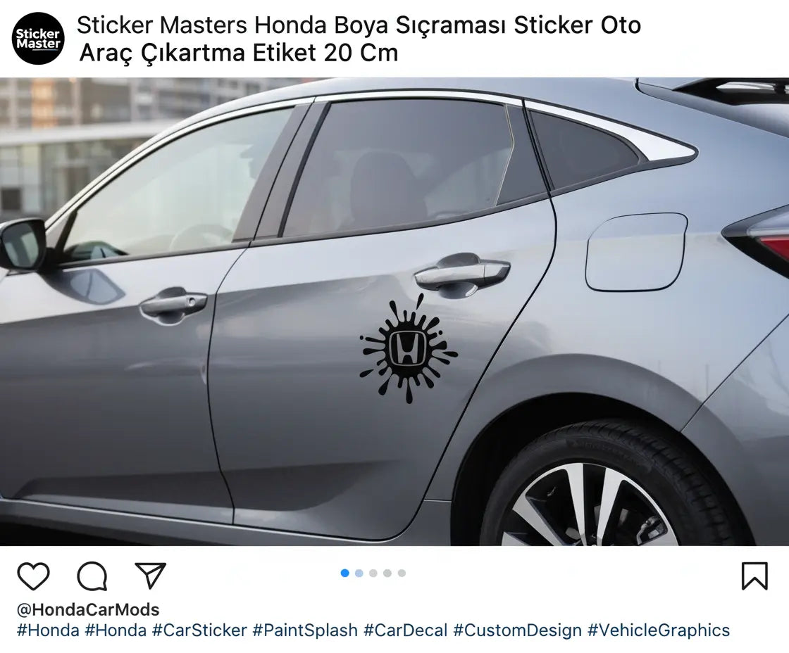 Sticker Masters Honda Boya Sıçraması Sticker Oto Araç Çıkartma Etiket 20 Cm Sticker Master