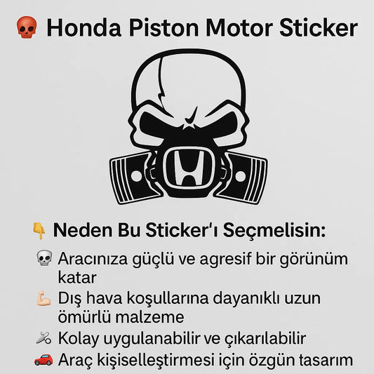 Sticker Masters Honda Piston Motor Sticker Oto Araç Çıkartma Etiket 20 Cm Sticker Master