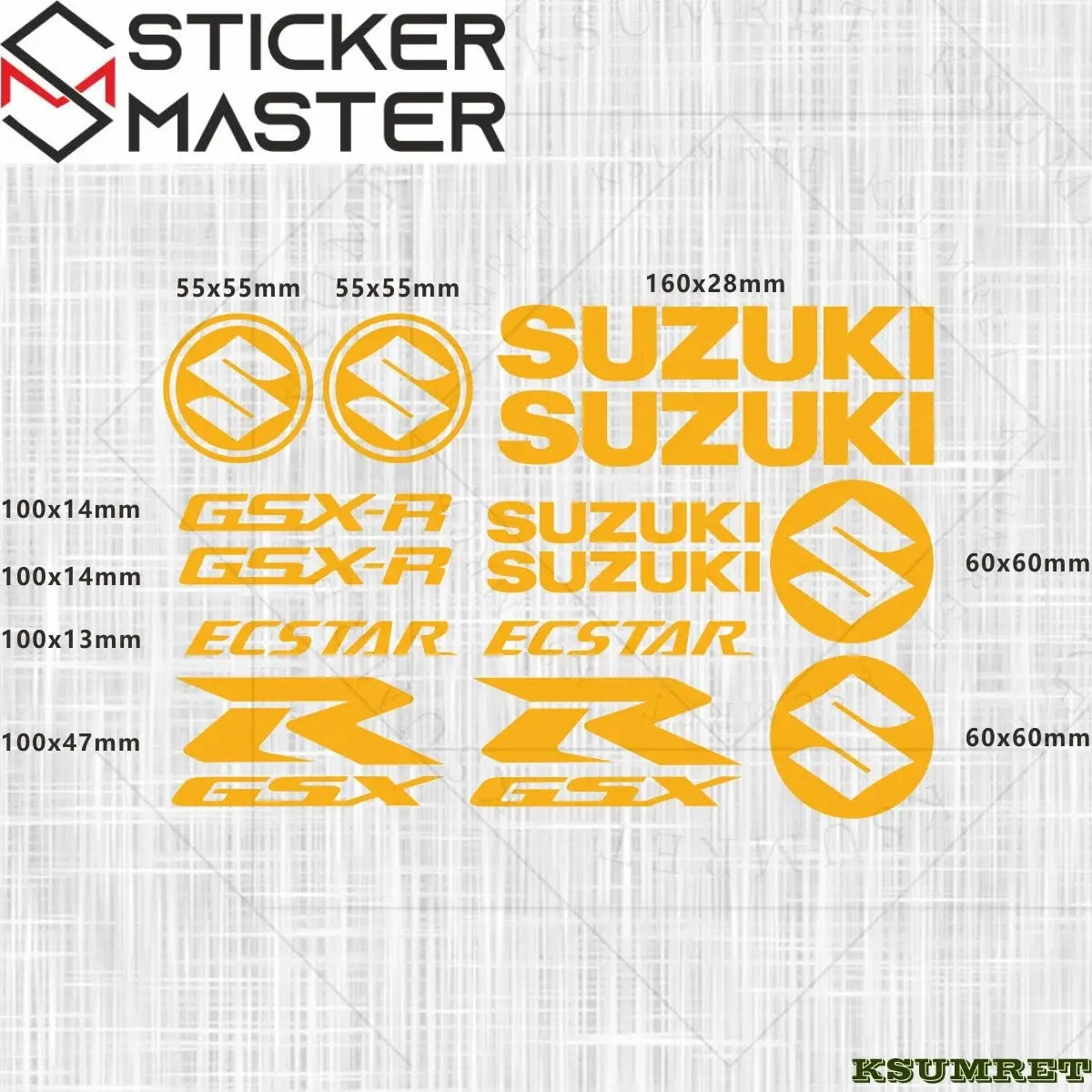 Suzuki GSXR Sticker Logo Seti Tank Kask Amblemi | Sticker Master - Sticker Master