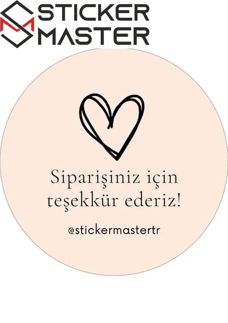 Sticker Master Şirketler Için Teşekkür Ederiz Kalp Sticker Etiket Paketleme Kutu Zarf 4 X 4 Cm 50Lı