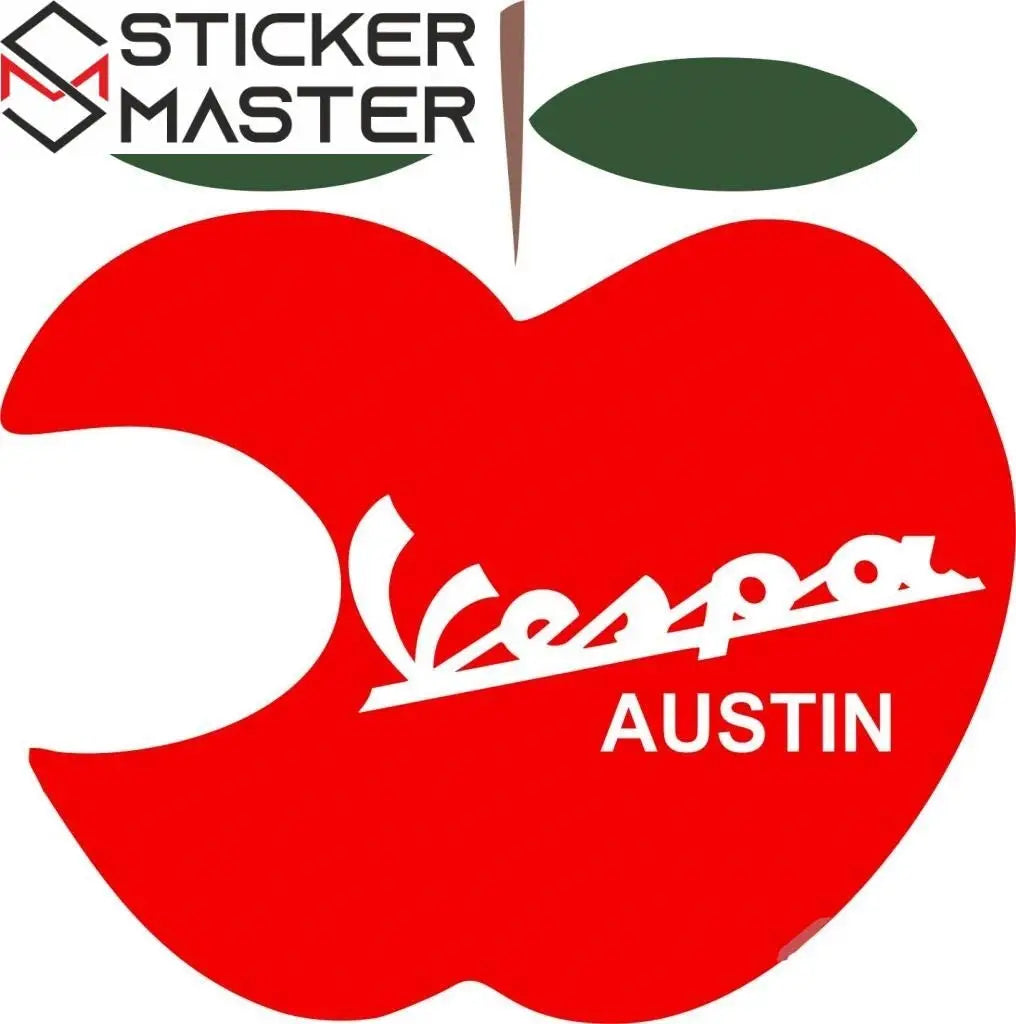 Sticker Master Vespa Elma Motor, Kask, Laptop, Araba, Oto Araç İçin Dayanıklı Etiket Decal 12 Cm