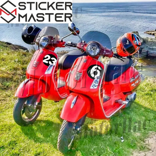 Vespa GTS GTV uyumlu Sei Giorni ön arka numara sticker seti