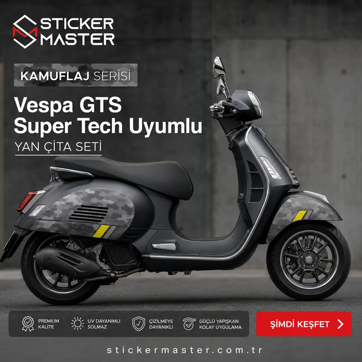 Vespa Uyumlu GTS Super Tech Uyumlu Yan Cita Seti renkler ads
