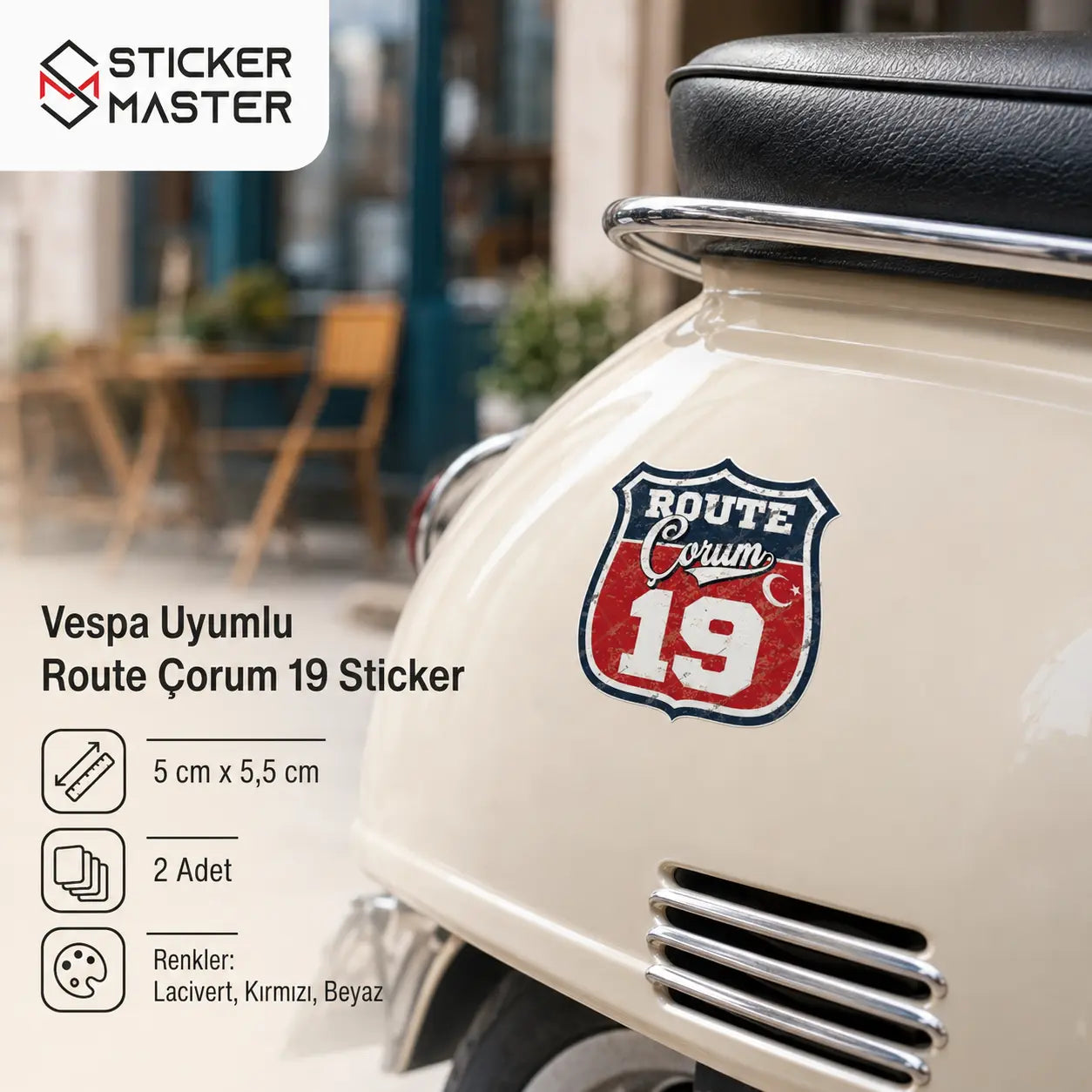 Vespa Uyumlu Route Çorum 19 Sticker-03