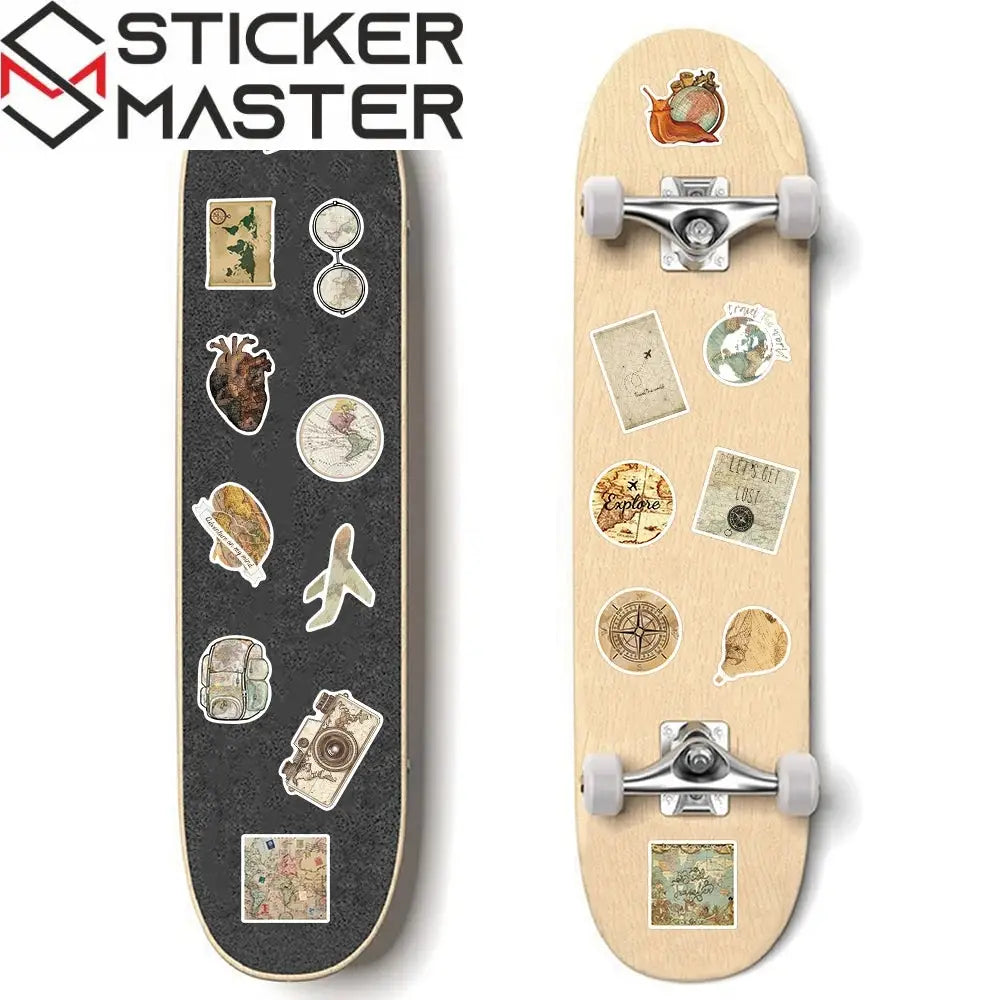 Vintage Seyahat Sticker Seti (50 Adet) Laptop Valiz Etiketi | Sticker Master - Sticker Master