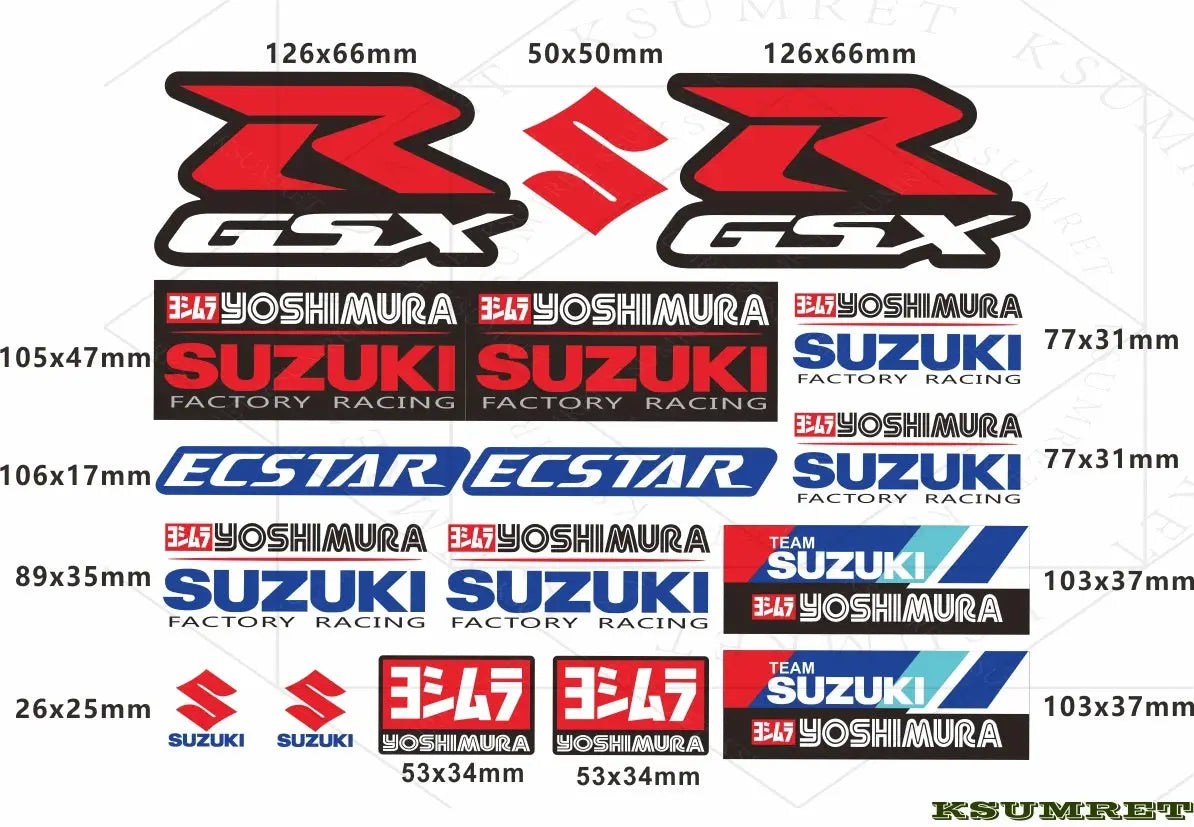 Vinyl Suzuki GSX Yoshimura Sticker Set Tank Logo | Sticker Master Sticker Master