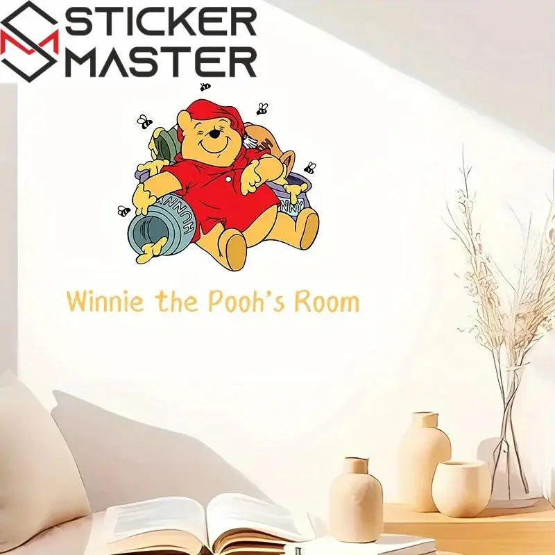 Winnie the Pooh Sticker | Bal Kavanozları ve Uyku Zamanı Dekoru (50x40 cm) - Sticker Master