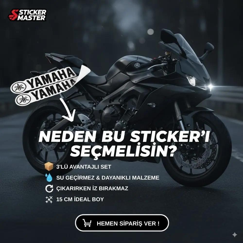 Sticker Master 3 Adet Yamaha Araç Sticker Seti - 15 Cm Motor Çıkartma Etiket - Sticker Master