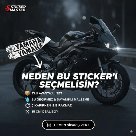 Sticker Master 3 Adet Yamaha Araç Sticker Seti - 15 Cm Motor Çıkartma Etiket - Sticker Master