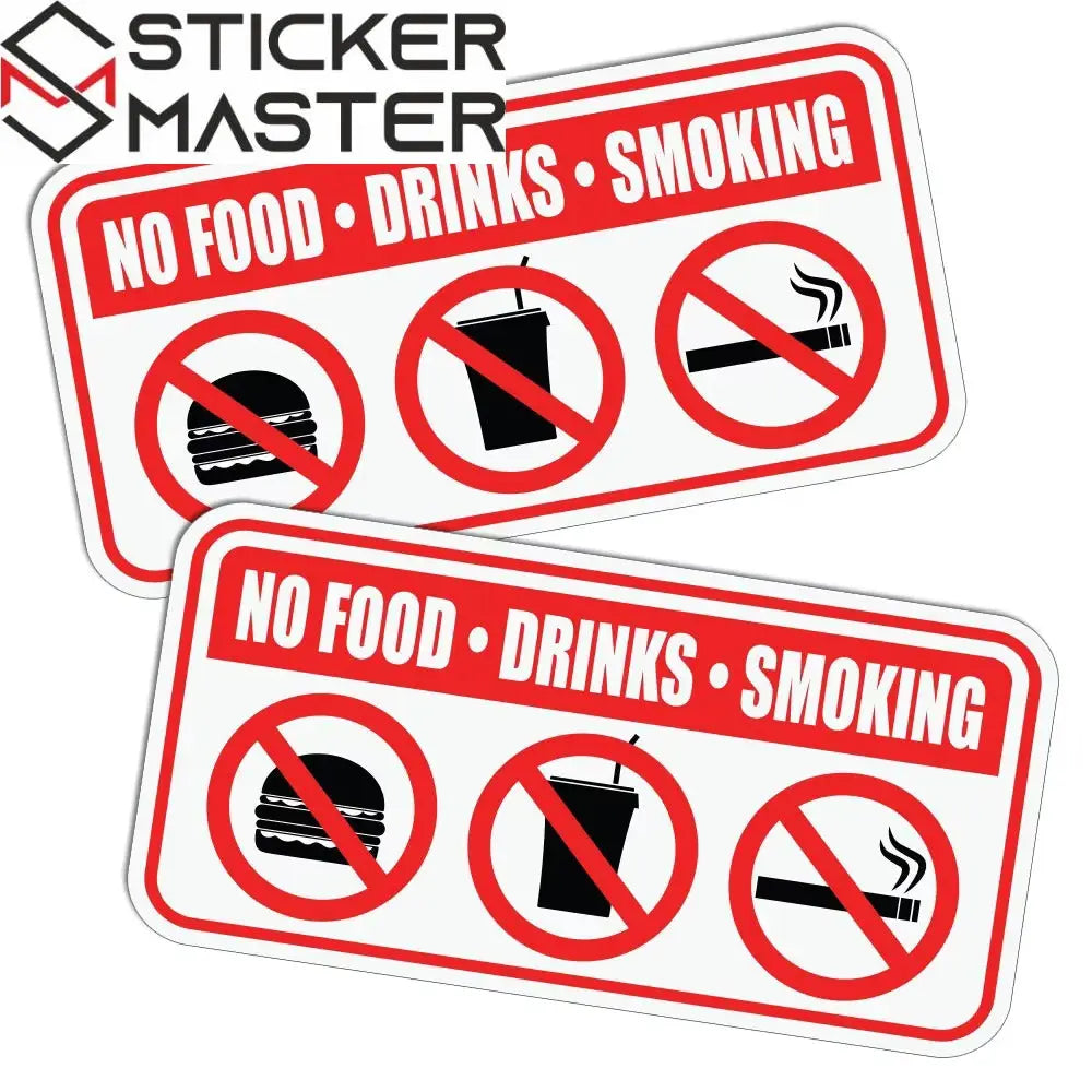 Yasak Sticker | Sigara, Yemek ve İçmek Yasak Araç İçi Decal Seti (10x5 cm) Sticker Master