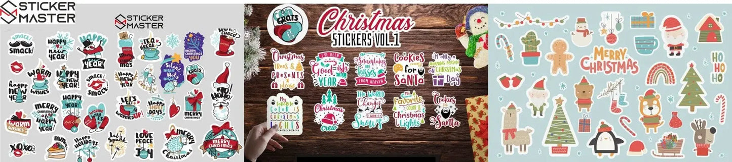 100 Adet Yılbaşı Christmas Sticker Seti Sticker Master