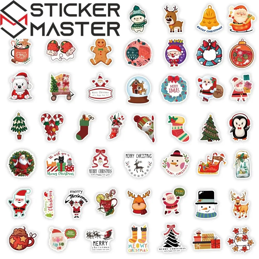 Yılbaşı Sticker Seti 50 Parça Noel Baba ve Geyik | Sticker Master - Sticker Master