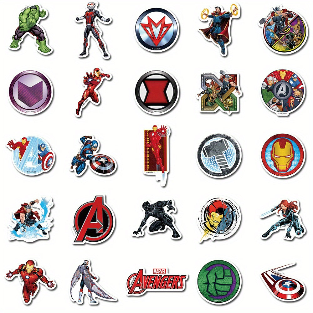 Sticker Master Marvel & Avengers Süper Kahraman Sticker Seti (50 Adet) | Su Geçirmez Çıkartmalar