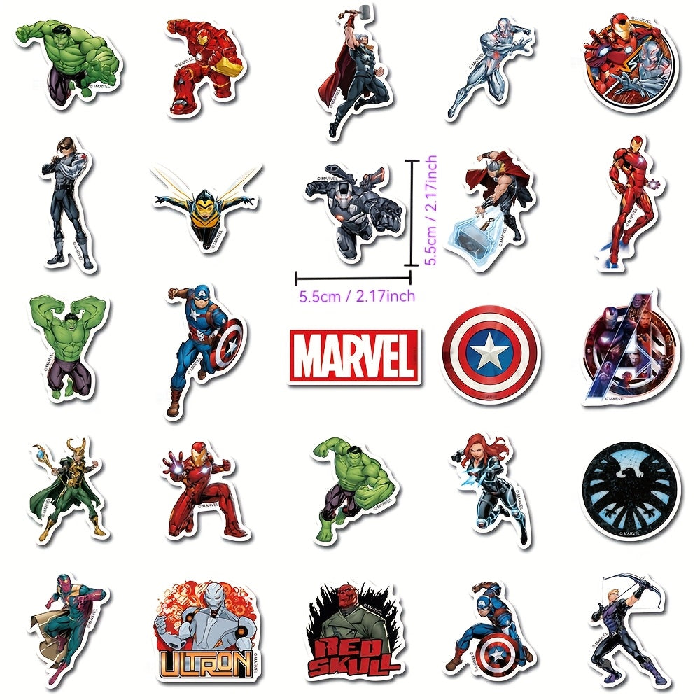 Sticker Master Marvel & Avengers Süper Kahraman Sticker Seti (50 Adet) | Su Geçirmez Çıkartmalar