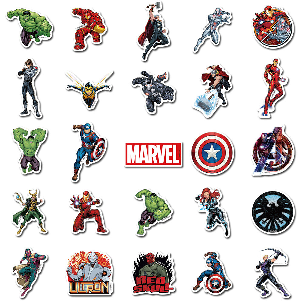 Sticker Master Marvel & Avengers Süper Kahraman Sticker Seti (50 Adet) | Su Geçirmez Çıkartmalar