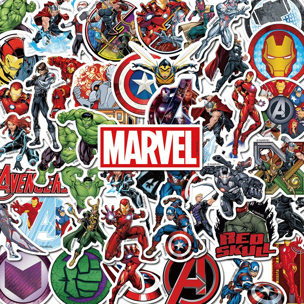 Sticker Master Marvel & Avengers Süper Kahraman Sticker Seti (50 Adet) | Su Geçirmez Çıkartmalar