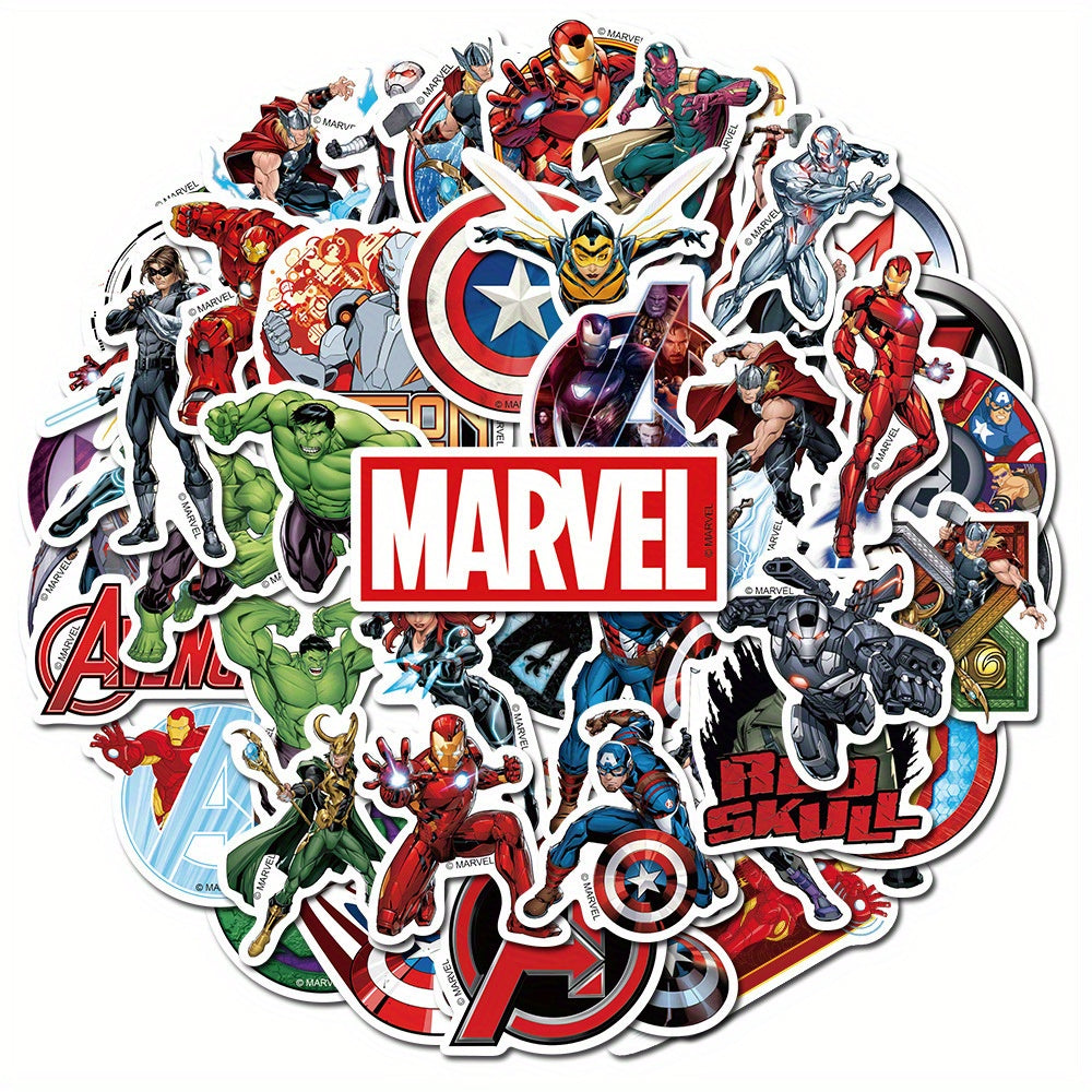 Sticker Master Marvel & Avengers Süper Kahraman Sticker Seti (50 Adet) | Su Geçirmez Çıkartmalar