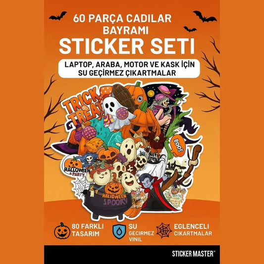 60 Adet Halloween Sticker Seti - Su Geçirmez & Dayanıklı | Sticker Master Sticker Master