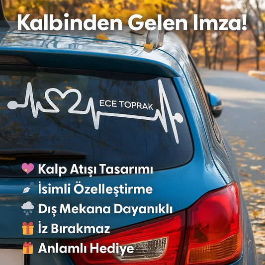 Sticker Master Kalp Ritmi İsimli Oto Sticker – 30 cm | Kalbinden Gelen İmza! Sticker Master