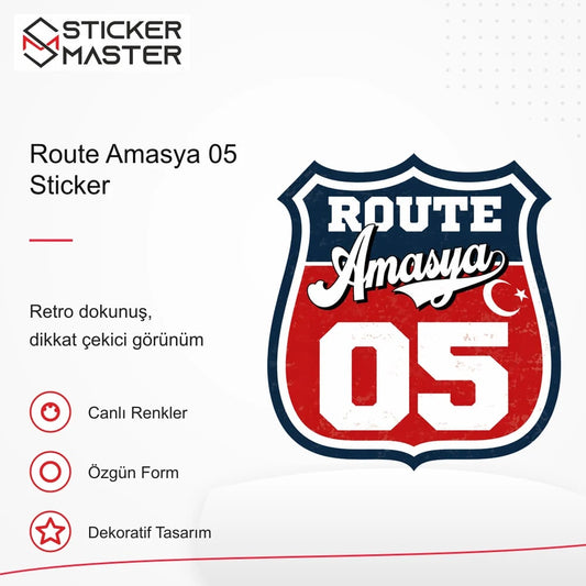 Vespa Uyumlu ROUP17 Route Amasya 05 Sticker VSP1474 retro tasarım ve kullanım özellikleri - Sticker Master