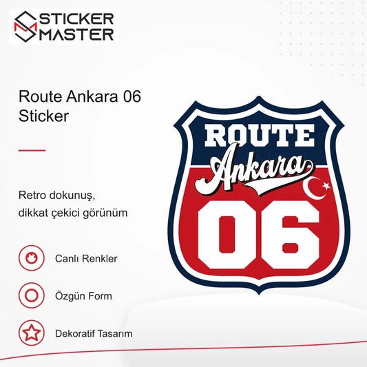 Vespa Uyumlu ROUP18 Route Ankara 06 Sticker VSP1475 retro tasarım ve kullanım özellikleri - Sticker Master