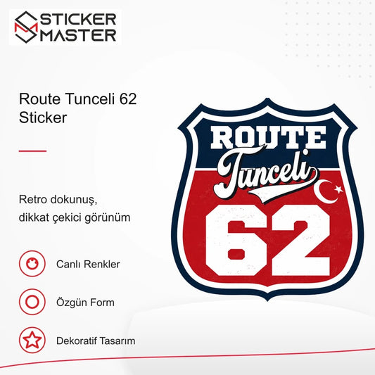 Vespa Uyumlu ROUP74 Route Tunceli 62 Sticker VSP1531 retro tasarım ve kullanım özellikleri - Sticker Master
