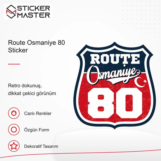 Vespa Uyumlu ROUP92 Route Osmaniye 80 Sticker VSP1549 retro tasarım ve kullanım özellikleri - Sticker Master