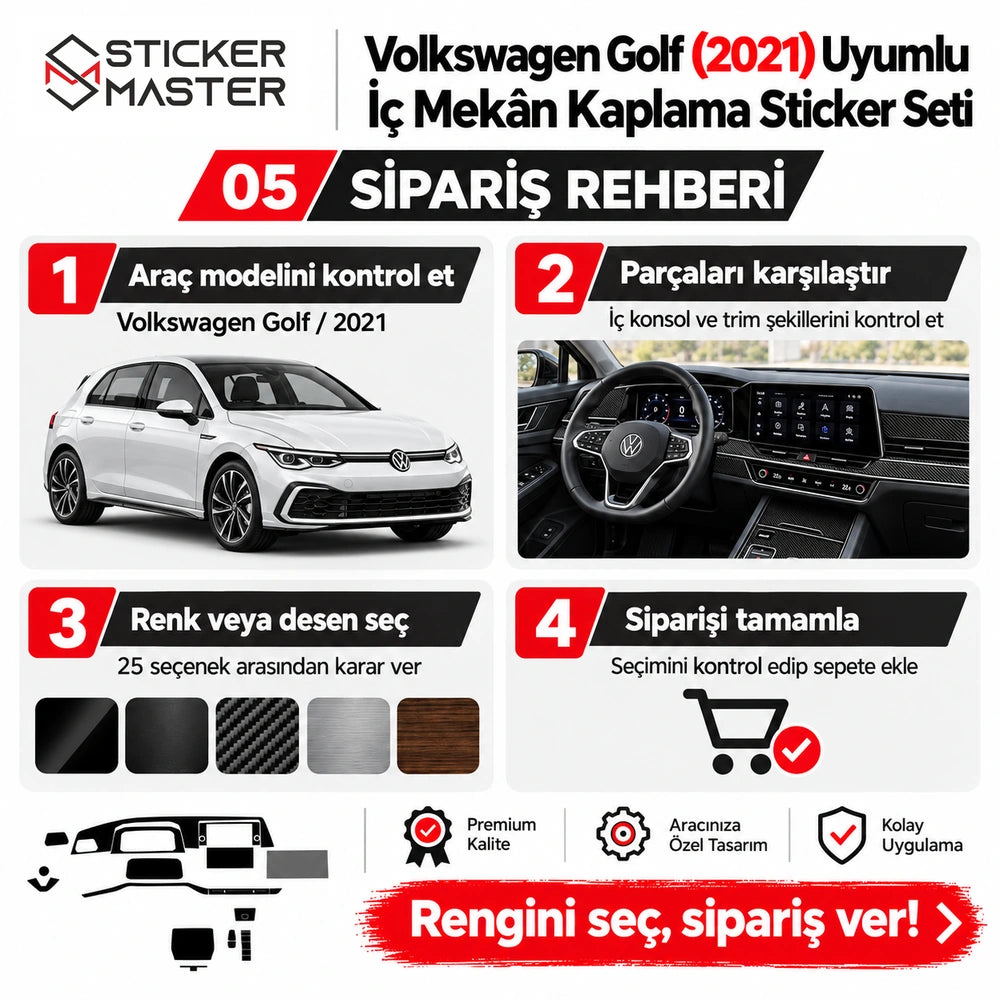 Volkswagen Golf 2021 sticker sipariş rehberi
