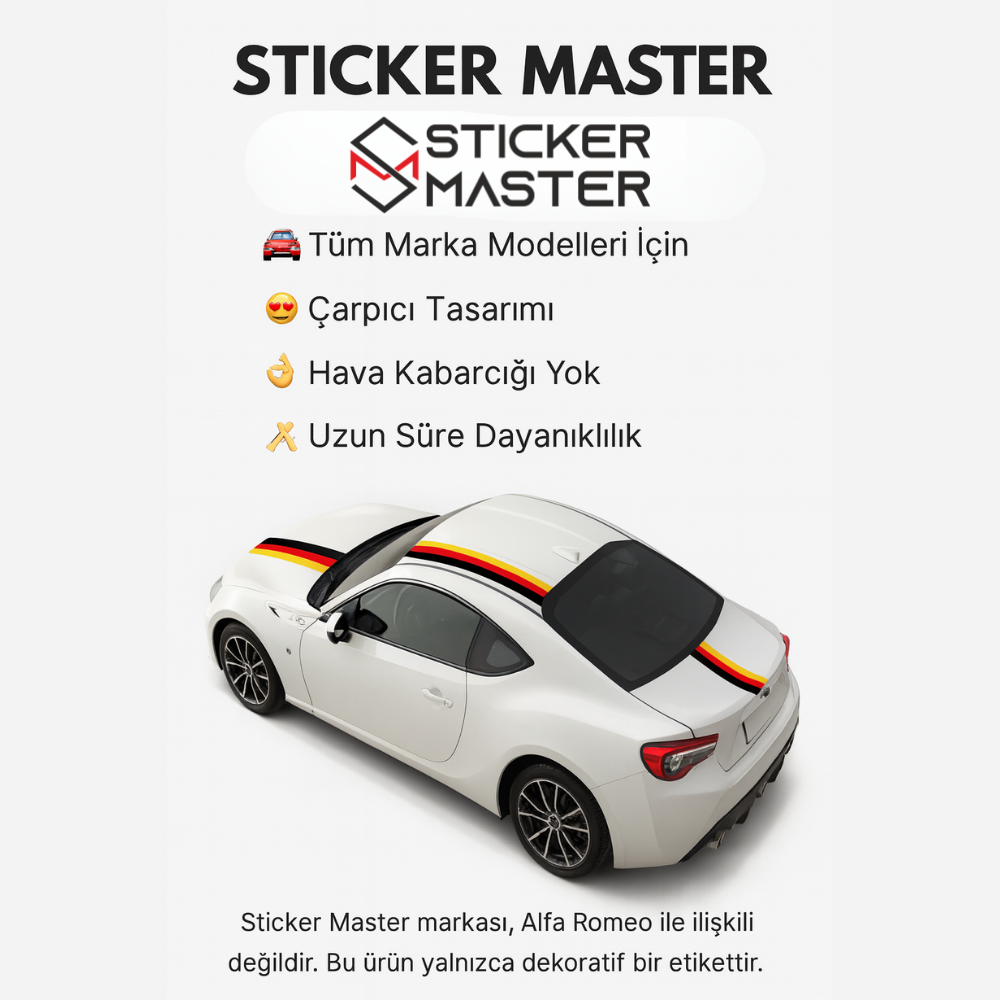 Sticker Master Ulusal Bayrak Şerit İtalya Almanya Fransa Sticker Set Oto Araç Çıkartma Etiket (Alfa Romeo Modelleri İçin Uygun)