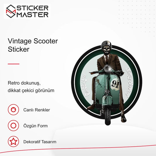 Vespa Uyumlu Vintage Scooter Sticker VSP28 retro tasarım ve kullanım özellikleri - Sticker Master